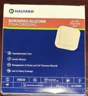 HALYARD Multi-Layer Bordered Silicone Foam Dressing, 50085 4”x4” square