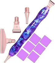 Praise V Do Diamond Painting Art Drill Pen Kit with Screw Steel Rose Metal Tip Nibs Placers Tool Accessories, Ergonomic Diamond Art Pen for 5D Diamond Paint Bead Dot GalaxyPurple