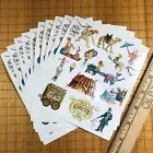 10 NRN Designs Circus Stickers Monkey Elephant Ring Bear Tricks Fortune Teller