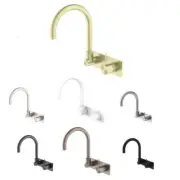 Mecca Wall Mixer With Swivel Gooseneck Spout, Handle Up , Brushed Champagne G...
