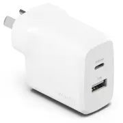Cygnett PowerPlus 32W Dual Port (20W USB-C + 12W USB-A) PD Fast Wall Charger-White(CY4772PDWCH),Palm-Size,Portable,Charge 2x Devices,2 Years Warranty CY4772PDWCH