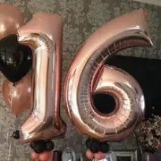 100cm Rose Gold Foil Retro Balloon Number Helium Jumbo Balloons Wedding Party