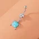 Unique Belly Button Piercing Ring 2Ct Round Cut Simulated Turquoise Silver925