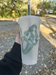 Starbucks Mermaid Siren 24oz Venti Reusable Cold Cup With Lid & Straw NEW