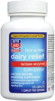 Fast Acting Dairy Relief Lactase Enzyme - 125 Caplets | Lactase Enzyme Supplemen