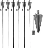 Metal Garden Torches - Cone - Pack of 6-146cm Silver Garden Torches Lighting Modern Outdoor Lighting Paraffin Oil Lamp Candle Flame Lantern for Parties, Outdoor Events, BBQs