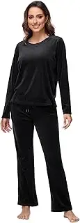 [Royal Matrix] Womens Velour Sweatsuit, 2 Pieces Velour Tracksuit Lounge set Velvet Sweatshirt and Pant Set Pajama Jogging Suit