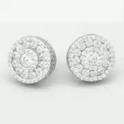 Men's Sterling Silver 925 Cubic Zirconia 12mm Round Studs*Earring*Unisex*Box