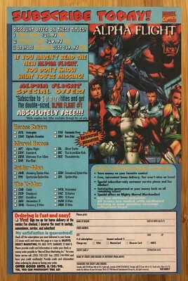 1998 Marvel Comics Subscription Print Ad/Poster Scott Clark Alpha Flight Pop Art