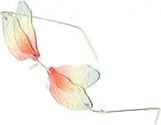 [SAFIGLE] Dragonfly Wing Shape Frameless Metal Sunglasses Festival Shades Photo Booth Props Unisex Fashion Eyewear