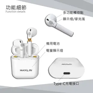 HANLIN-BT68 創新可換電池真無線藍牙耳機 HIFI立體聲 觸控式藍芽5.0低延遲 充電倉 (3.5折)