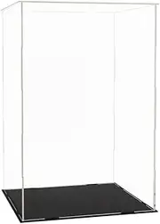Odoria Display Case Clear Box: 17 inch Tall Showcase for 15 inch Dolls Figures - Acrylic Glass Protector 16‘’ High Statue Trophy - Transparent Storage Collectibles Assembly Required