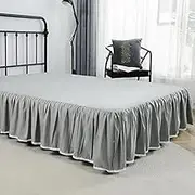 Bed Valance Skirt, Bed Skirt Double Wrap Around,Dust Ruffles Bedskirts, Single King Size Bedspread Fade & Wrinkle,No Lift Mattress, with 14 Inch