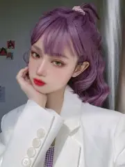 Fashion Purple Wig Short Wig with Bangs Synthetic Heat Safe Hair Dress Party Wig