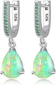 [CiNily] Opal Dangle Drop Earrings White Gold or Rose Gold Plated Opal Jewelry for Women Girls Wedding Earrings