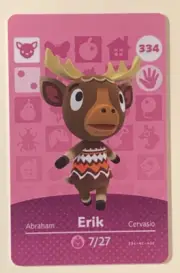 Animal Crossing New Horizons Amiibo: Erik #334 NFC Tag FREE SHIPPING!