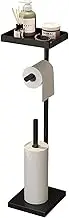 Loxiia Toilet Paper Holder Stainless Steel, Foldable Toilet Roll Storage with Heavy Base, Bathroom Light Luxury Double Rod Roll Paper Holder Vertical Toilet Paper Hanger Double Rod Tissue Holder