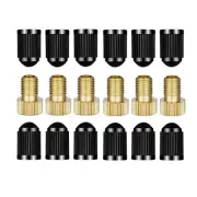 6Pcs Presta to Schrader Valve Adaptor Adapter and 12pcs Tire Valve Caps for Bike
