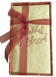 Thanksgiving Thankful Blessed Paper Napkins Guest Towels Bath 40 ct W/Caddie