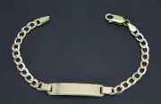 REAL 10K Yellow Gold Flat Curb ID baby Children's Bracelet +Engraving 3.6 gr 6''