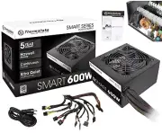 Thermaltake SMART 600W ATX 12V V2.3EPS 80 Plus Certified Active PFC Power Supply