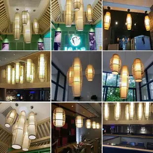中式飯店茶室復古禪意中國風小吊燈竹編燈籠日式餐廳個性鳥籠燈具