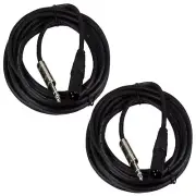 Pair 15FT XLR 3-Pin Male Cable to 6.35mm 1/4" Stereo Mono Shielded DJ Cable Cord