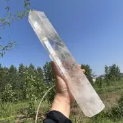 2.57kg Natural Clear quartz Obelisk Reiki Quartz Crystal Wand Point Tower+ Stand
