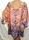 Ruby Rd. Women Plus Size 24W Mauve Teal Floral Tunic Top Blouse Shirt