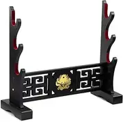 Ekkhysis Loong Sword Stand 3-Tier Padded Hook Katana Stand Holder Display Hanger for Tanto Rapier Light Saber Samurai Cosplay Blade Tanjirou Demon Slayer Weapon Display Stand (3-Tier)