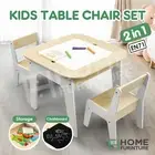 3PCS Kids Table and Chairs Set Chalkboard Drawing Activity Toys Storage Desk