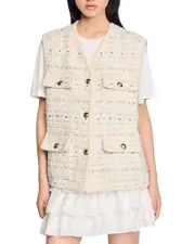 Sandro Sleeveless Tweed Jacket