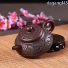 Retro Bronze Flat Tea Set Large Teapot Antique Dragon Tea Cup Yixing Purple Sand