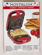 Nostalgia My Mini Red Non-Stick Compact Sandwich Maker Grilled Cheese Omelets