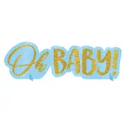 Oh Baby Boy Glittered Centrepiece Table Sign