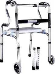 Compact Folding Walker Attachable Seat Folding Walker,Adult Standing Walker,Narrow Lightweight Supports up to 330 lb,Stand-Up Aid Walker for Seniors