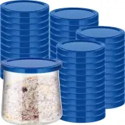 48 Pcs Yogurt Jar Lids - Plastic Oui Yogurt Container Covers Blue