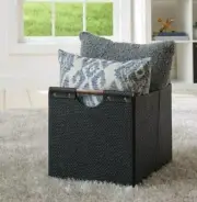 Better Homes & Garden™ ~ BLACK Woven w/Wood Handles ~ 12.75" ~ Storage Cube/Bin