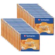 25pc Verbatim DVD-R 16x Speed 4.7GB Data/Media Storage w/ Jewel Case Blank Discs