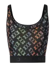 Love Birds-pattern cropped top Black