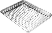 OHPHCALL 1Set Portable Camping Grilling Plate with Draining Rack Stainless Steel Multi Functional Baking Tray for BBQ Roasting and Food Display
