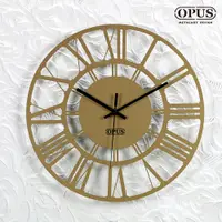 在飛比找PChome24h購物優惠-OPUS東齊金工 歐式鐵藝時鐘-羅馬數字(金)裝飾藝術掛鐘 
