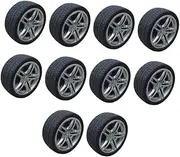 Vaguelly Scale Toy Car Parts DIY Handmade Small Rubber Wheels Set Pieces for Boys Car Toys Black