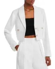 Aqua Cropped Linen Blend Blazer L15508 Womens Size L