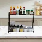 2 Tier Spice Rack Portable Countertop Shelf Organizer for Home Cafe Desktop