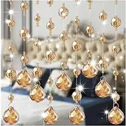 [OKUOKA] Beaded Door Curtains for Doorways Crystals Bead String Curtain for Room Dividers Partition Champagne Aisle Entrance Décor 20 Strands - Customizable (Color : A, Size : 60x80cm)