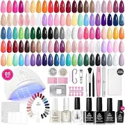Beetles Gel Nail Polish Kit with U V Light 85 Pcs Seasonal Symphony 55 Colors Gel Polish Nail Set with Diamond Decorations & Nail Art Stickers and Manicure Tools Soak Off All Season Gel Nail Kit