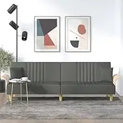 Dark Grey Fabric Sofa Bed with Adjustable Backrests, Durable Material, Padded Seating for Living Room, Apartment