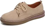 [Veroders] Women's Wingtip Brogue Oxfords Dress Pumps Platform Lace-Up Round Toe Oxfords Chunky Pumps Business Classic Formal School, 9890-kakki, 6.5