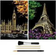 Scratch Painting Kits for Adults & teens Craft Art Set Rainbow Scratch Art Pa...